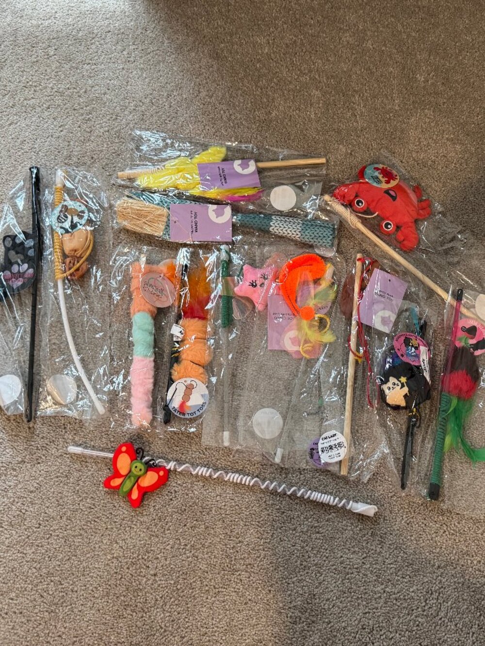 Cat Lady Box Lot of 13 Cat Toys Catnip Wand Toys New